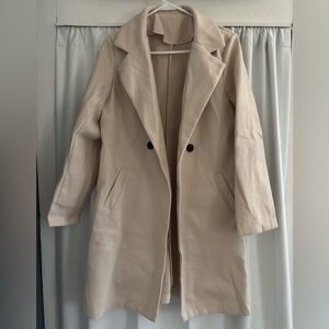Lapel Neck Double Button Beige Overcoat